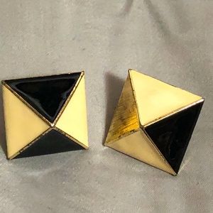 Original By Robert Pyramid cream & black earrings